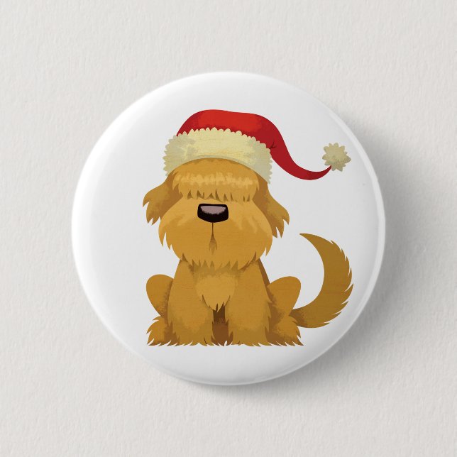 dog christmas vintage 2 inch round button (Front)