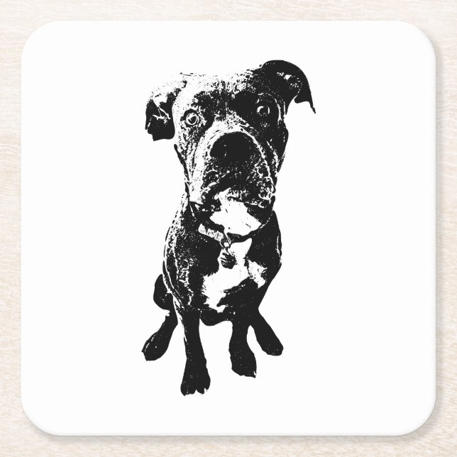 Dog Coaster – Sitting Dog Pose in Ink Linework (Front)