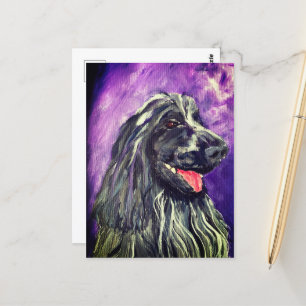 Dog Cocker Spaniel Blue Roan Painted Postcard