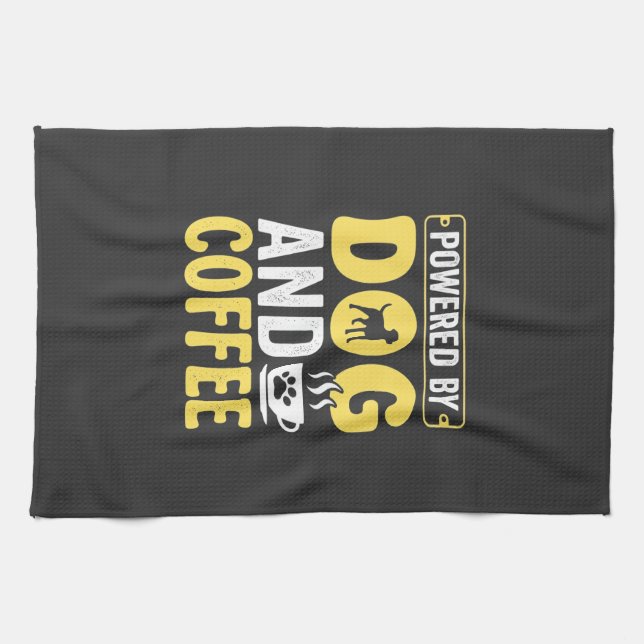 Dog Coffee Lover Powered By Design Kitchen Towel (Horizontal)