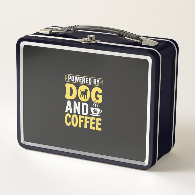 Dog Coffee Lover Powered By Design Metal Lunch Box (Front)