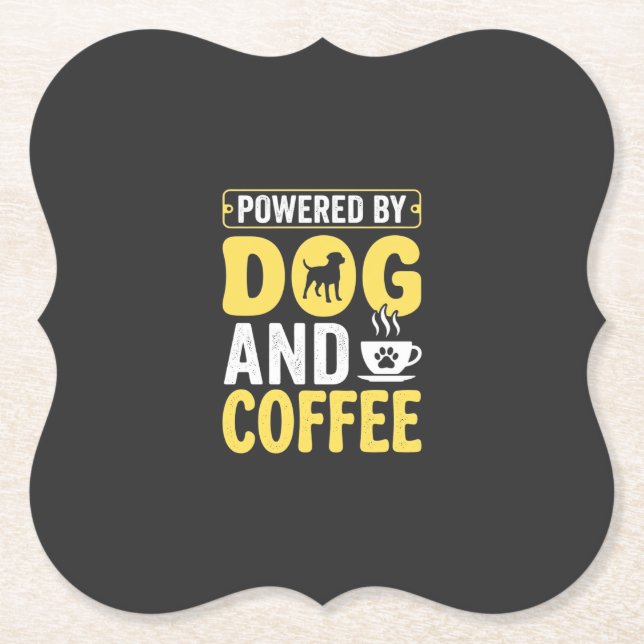 Dog Coffee Lover Powered By Design Paper Coaster (Front)