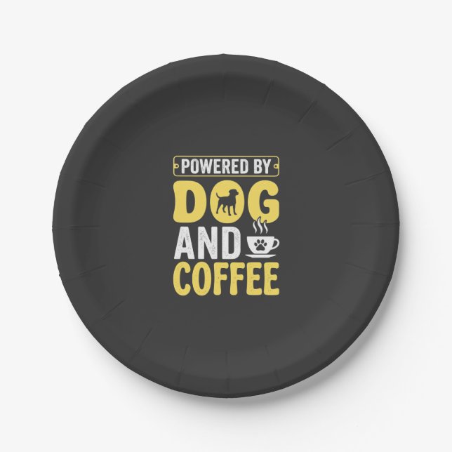 Dog Coffee Lover Powered By Design Paper Plate (Front)
