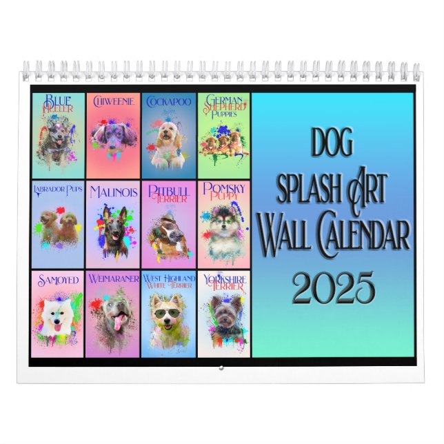 Dog Colourful Splash Art Wall Calendar 2025 (Cover)