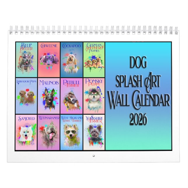 Dog Colourful Splash Art Wall Calendar 2026 (Cover)