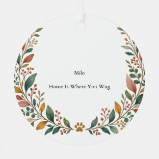 Dog Companion Botanical Metal Circle Ornament