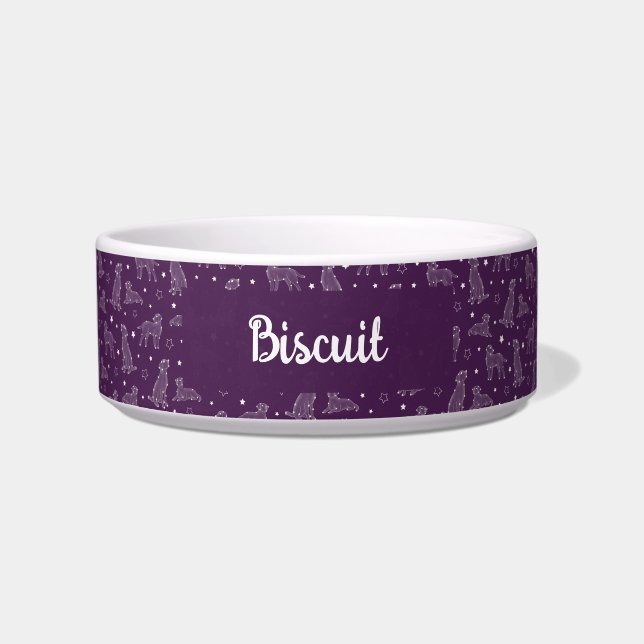 Dog Constellation Purple & White Pattern Monogram Bowl (Front)