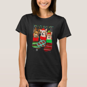 Dog Corgi Christmas Socks Xmas Pajama Pet Puppy T-Shirt