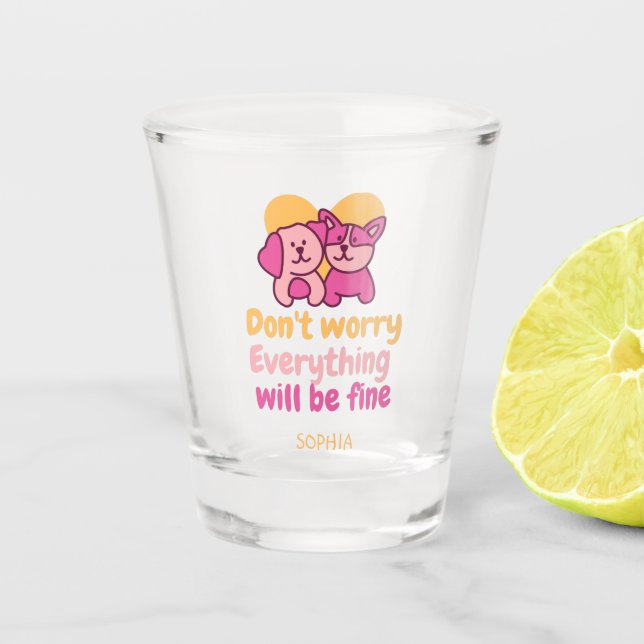 Dog Couple&Encouragement Vintage Shot Glass (Front)
