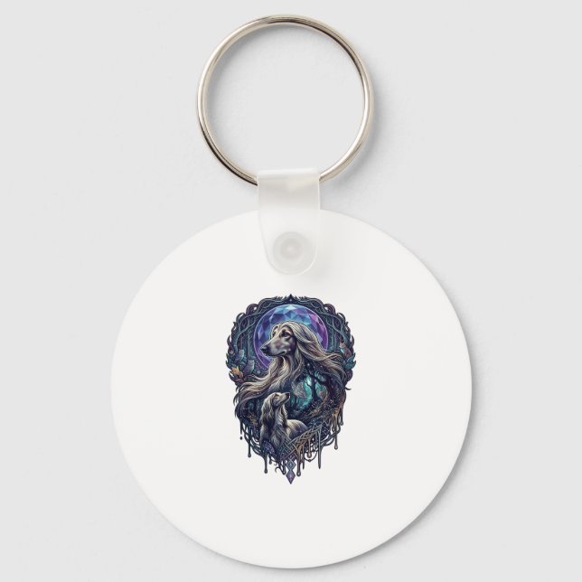 Dog Crystal Moon Enchanted Forest_1 Keychain (Front)
