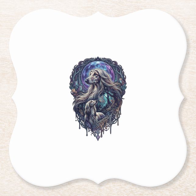 Dog Crystal Moon Enchanted Forest_1 Paper Coaster (Front)