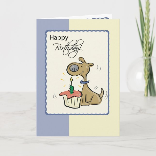 Dog Cupcake Birthday Card (Front)