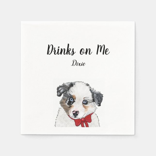 Dog Custom Cocktail Napkin (Front)
