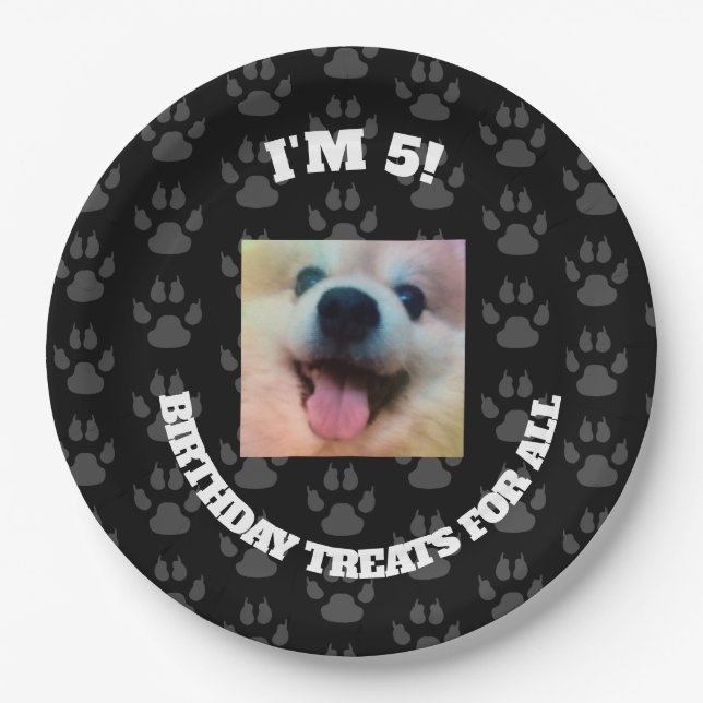 Dog Custom Photo Birthday Party Paper Plates (Front)