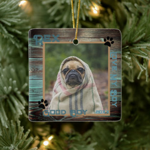 Dog Custom Photo Wood Ceramic Ornament