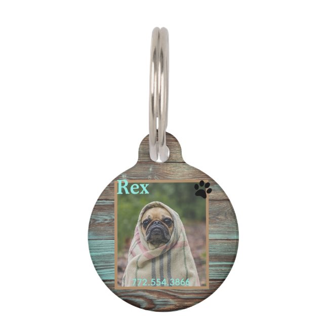 Dog Custom Photo Wood   Pet Tag (Front)