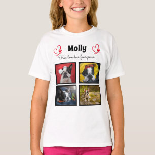 Dog customized collage 4 photos t-shirt for girls