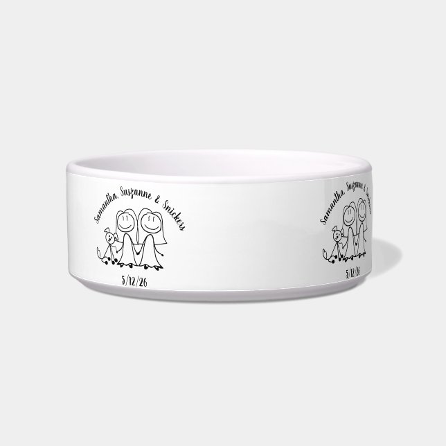 Dog Cute Brides Wedding Couple Personalized Bowl (Left)