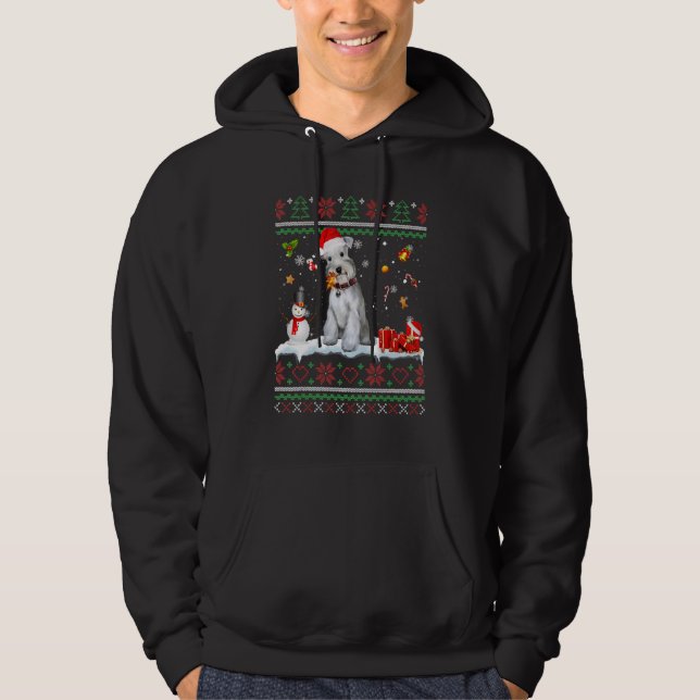 Dog  Cute Miniature Schnauzer Santa Hat Ugly Hoodie (Front)