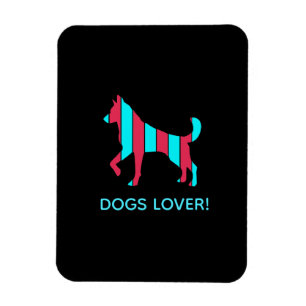 Dog - Cute Pet Pop Art, Blue & Red Abstract Animal Magnet