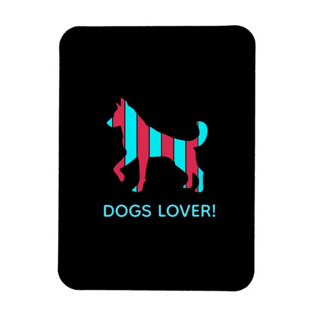 Dog - Cute Pet Pop Art, Blue & Red Abstract Animal Magnet (Vertical)