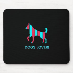Dog - Cute Pet Pop Art, Blue & Red Abstract Animal Mouse Pad