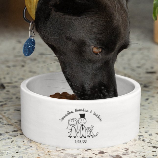 Dog Cute Wedding Couple Personalized Names  Bowl (Creator Uploaded)