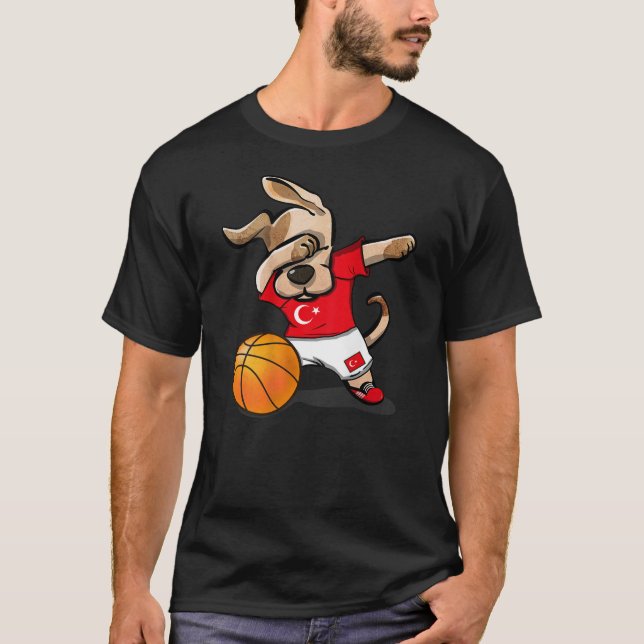 Dog Dabbing Basketball Turkey Jersey Turkish Sport T-Shirt (Front)