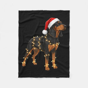 Dog Dachshund Wrapped In Christmas Lights - Holida Fleece Blanket