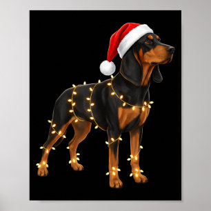 Dog Dachshund Wrapped In Christmas Lights - Holida Poster