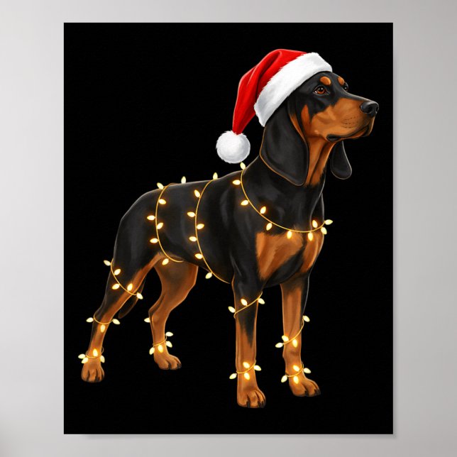Dog Dachshund Wrapped In Christmas Lights - Holida Poster (Front)