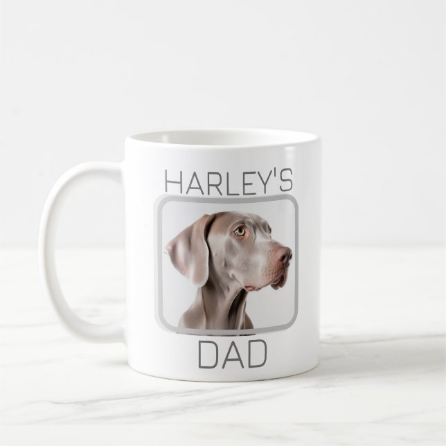 Dog Dad 2 Photo Simple Modern Minimalist  Coffee Mug (Left)
