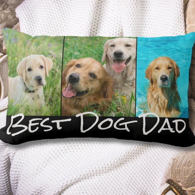 Dog Dad 3 Photo Collage  Lumbar Pillow (Creator Uploaded)