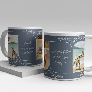 Dog Dad 3 Vertical Photo Loving Words Personalized Large Coffee Mug