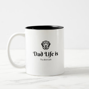 Dog Dad Birthday Gift For Dad, Dad Life Two-Tone Coffee Mug