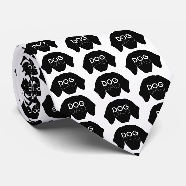Dog Dad Black Dog Face Father's Day Tie (Rolled)