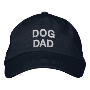 Dog Dad blue & white custom text simple modern Embroidered Hat