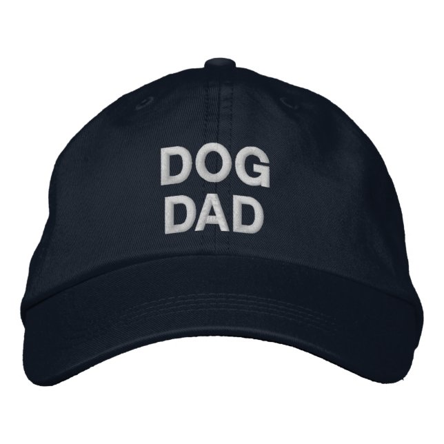 Dog Dad blue & white custom text simple modern Embroidered Hat (Front)