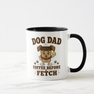 Dog Dad Coffee Before Fetch Funny Black Mug
