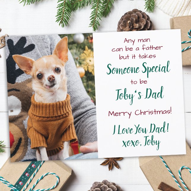 Dog Dad Custom Pet Photo Merry Christmas  Holiday Card (Creator Uploaded)