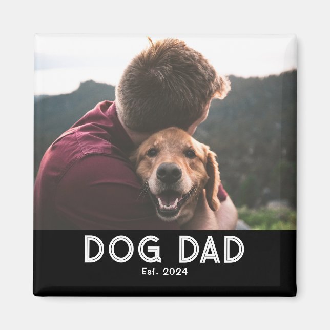Dog Dad Established Photo Gift Magnet (Front)