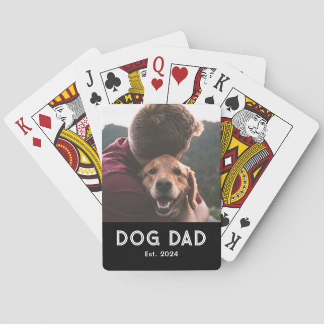 Dog Dad Established Photo Gift  Playing Cards (Back)