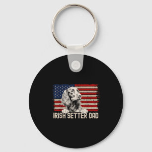 Dog Dad Ever American Flag - Irish Setter Dad Keychain