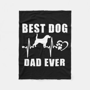Dog dad ever beagle dog heartbeat paw puppy lover fleece blanket