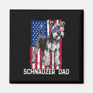 Dog Dad Fathers Day Gift Mini Schnauzer Usa Flag 4 Magnet
