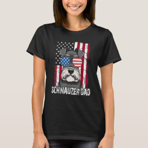 Dog Dad Fathers Day  Mini Schnauzer USA Flag 4th o T-Shirt