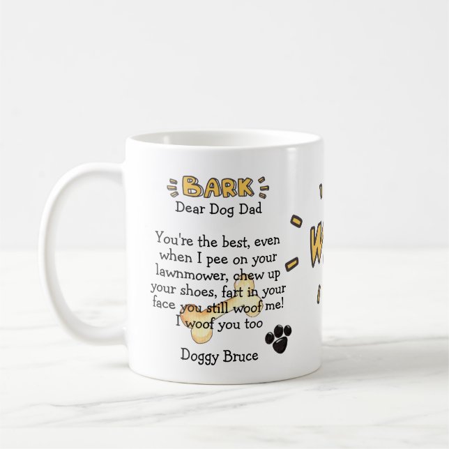 Dog Dad Funny Cute Mug Personalized Gifts For Men (Left)