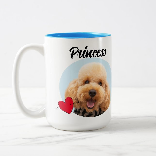 Dog Dad Funny dog quote & custom photo/name  Two-Tone Coffee Mug (Left)