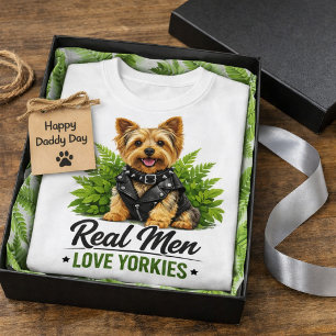 Dog Dad Funny Real Men Love Yorkies T-Shirt