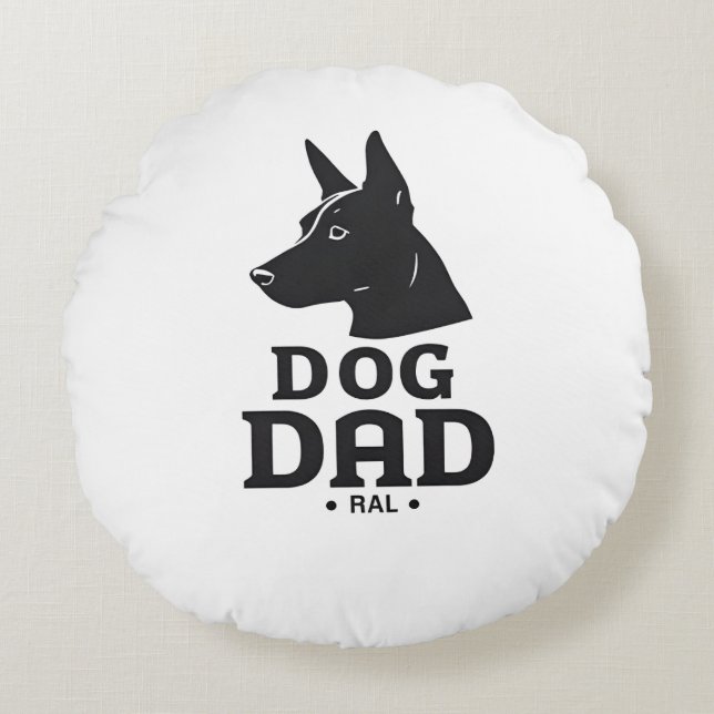 Dog Dad Gifts for Him – Funny & Custom Gea Round Pillow (Front)